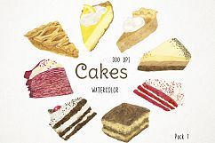 Watercolor Cakes Clipart, Cakes Clip Art, Bakery Clipart Product Image 1