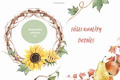 Autumn wreath creator Watercolor clipart Fall leaves Product Image 3