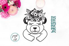 Bear face with flowers crown plotter cutting file printable Product Image 1