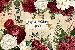 Burgundy Wedding Floral Clipart Product Image 3