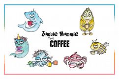 Coffee Clipart, Sublimation, Zombie, Mombie, PNG, Unicorn Product Image 4