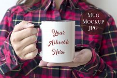 Mug Mockup with black handle- red plaid shirt Product Image 1