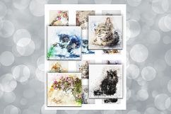 Vintage Cats, Digital Collage Sheet, 2x2 inch Printable Product Image 3