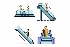 Escalator icon set line color vector Product Image 1