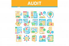 Audit Finance Report Collection Icons Set Vector Product Image 1