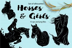 Horses &amp; girls - silhouettes set Product Image 1