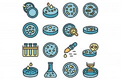 Petri dish icons set vector flat Product Image 1