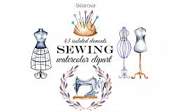 Sewing. Watercolor clipart Product Image 1
