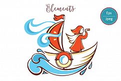 Marine and nautical decor.  Underwater life. Sea ornament. Eps, Png, Jpeg.  Product Image 8