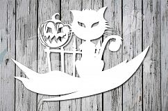 Spooky Cat with Pumpkin - A Halloween Design for Crafters Product Image 4