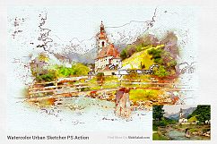 Watercolor Urban Sketcher Photoshop Action Product Image 10