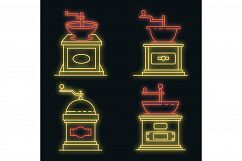 Coffee grinder icons set vector neon Product Image 1