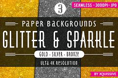 Glitter &amp; Sparkle Paper Backgrounds - Gold / Silver / Bronze bundle Product Image 1