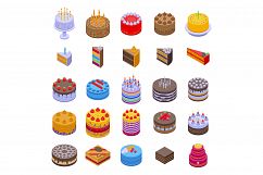 Cake icons set, isometric style Product Image 1