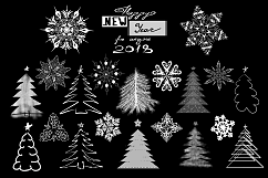 Fir-trees and snowflakes set Product Image 1
