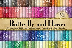 100 Seamless White Butterfly and Flower Digital Papers Product Image 1