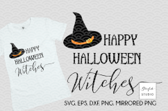 Happy Halloween Witches SVG Cut File, Halloween Cut Files Product Image 1