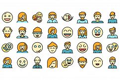 Smiling people icons set vector flat Product Image 1