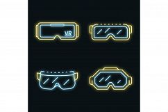 Goggles icon set vector neon Product Image 1