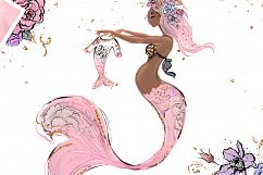 Mother and Baby Mermaid Clipart Product Image 4