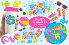 Pool party elements clipart, graphics pack AMB-902 Product Image 1