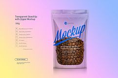 Transparent Stand Up with Zipper Mockup Product Image 3