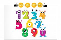 Monster Numbers cutting files svg, dxf, pdf, eps included - cut files for cricut and silhouette - Cutting Files SVG Product Image 2