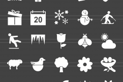 166 Four Seasons Glyph Inverted Icons Product Image 2