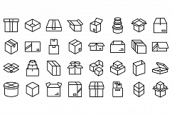 Box icons set, outline style Product Image 1