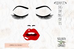 Woman with lashes and Lips in SVG, EPS, PDF, DXF, PNG Product Image 1