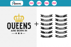 Queens are Born svg, Queen svg, Birth Month svg,Birthday svg Product Image 2