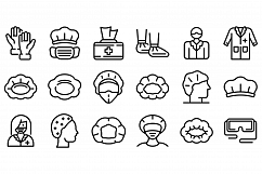 Hair cover icons set, outline style Product Image 1