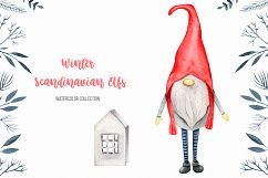 Winter Scandinavian Elfs, Nordic decor clipart watercolor Product Image 3
