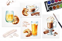 Morning coffee. Watercolor Product Image 5