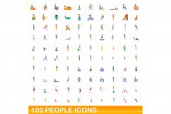 100 people icons set, cartoon style Product Image 1