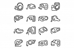 Retractable dog leash icons set, outline style Product Image 1