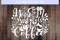 Coffee SVG Cut File, Coffee Sayings Papercut, DXF, PDF, PNG Product Image 3