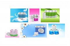 Towels And Toilet Paper Promo Posters Set Vector Product Image 1