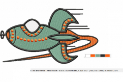 RETRO Rocket ~ Machine Embroidery Design in 2 sizes - Instant Download ~ Futuristic Jestons&#039; Style Rocket Product Image 2