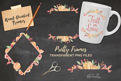 Pumpkin Harvest Festival Frames Watercolor Clipart Border Autumn Fall Product Image 5