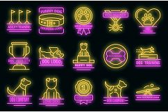 Dog training icons set vector neon Product Image 1