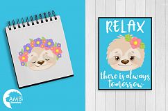 Sleepy Sloths clipart, Emoji sloth, sloth faces graphics, illustrations AMB-2203 Product Image 3