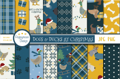 Dogs &amp; Ducks at Christmas clipart &amp; paper set Product Image 5