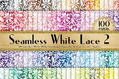 100 Seamless White Lace Tiny Flower Digital Papers Product Image 1
