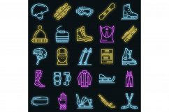 Winter sports icon set vector neon Product Image 1