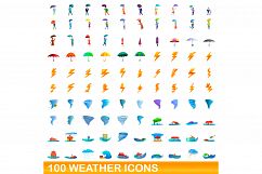 100 weather icons set, cartoon style Product Image 1