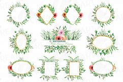 Watercolor floral wild leaves frames, printable borders Product Image 1