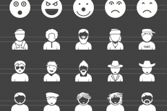 110 Avatars &amp; Emoticons Glyph Inverted Icons Product Image 2