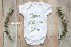 Onsie, Infant bodysuit Mockup, eucalyptus leaves Product Image 1