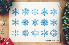 Snowflakes SVG - Snowflake Monogram - Split Snowflakes SVG Product Image 1